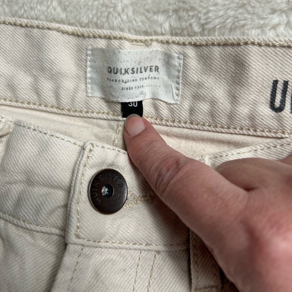Quiksilver cream ankle denim jeans, 30, fits Medium, Summer Pants, raw edge hem - Picture 2 of 11